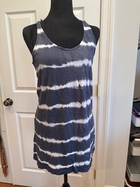 Aqua Navy and White Tie-Dye Racerback Tank